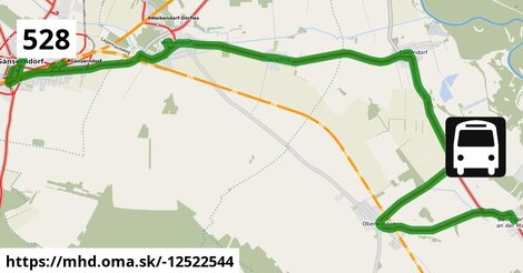 Bus 528: Gänserndorf Hans-Kudlich-Gasse = >  Baumgarten/March Ortsmitte (ohne Halt in Gänserndorf Schillergasse, Grillparzergasse)