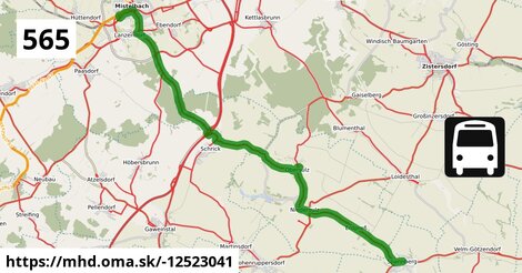 Bus 565: Mistelbach Bahnhof = >  Spannberg Hauptplatz