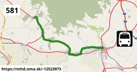 Bus 581: Poysdorf Dreifaltigkeitsplatz = >  Altruppersdorf Ortsmitte