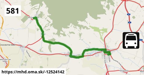 Bus 581: Altruppersdorf Ortsmitte = >  Poysdorf Mittelschule