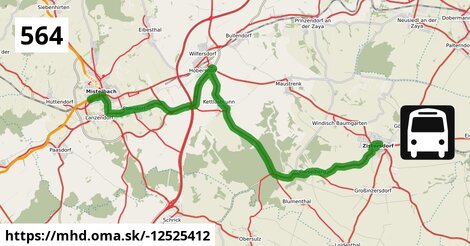 Bus 564: Zistersdorf Hauptstraße = >  Mistelbach Bahnhof