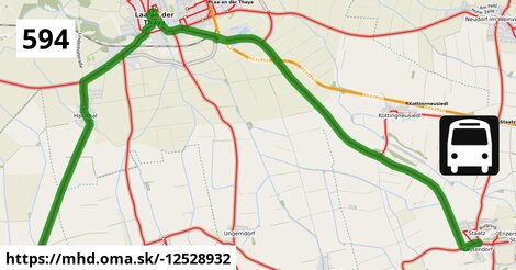 Bus 594: Kammersdorf Gemeindeamt = >  Staatz Hauptstraße