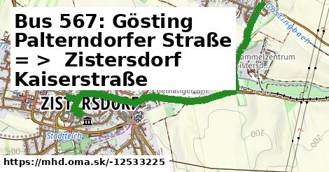 Bus 567: Gösting Palterndorfer Straße = >  Zistersdorf Kaiserstraße