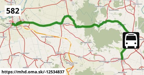Bus 582: Laa an der Thaya Stadtplatz = >  Poysdorf Dreifaltigkeitsplatz