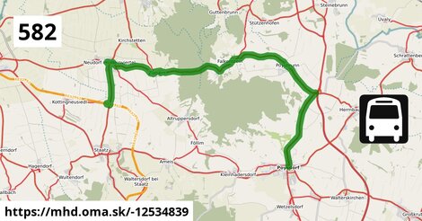 Bus 582: Staatz Bahnhof = >  Poysdorf Dreifaltigkeitsplatz