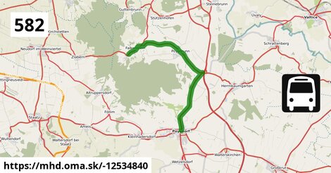 Bus 582: Falkenstein Dörfl = >  Poysdorf Dreifaltigkeitsplatz