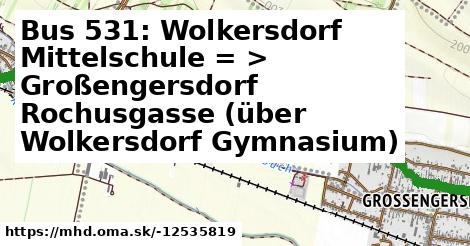 Bus 531: Wolkersdorf Mittelschule = >  Großengersdorf Rochusgasse (über Wolkersdorf Gymnasium)