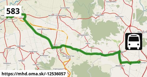 Bus 583: Walterskirchen Großkruter Straße = >  Laa an der Thaya Gymnasium