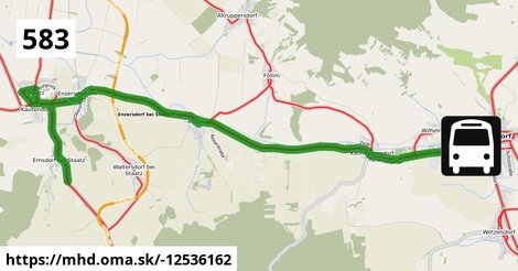 Bus 583: Frättingsdorf Bahnhof = >  Poysdorf Dreifaltigkeitsplatz