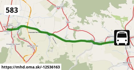 Bus 583: Staatz Hauptstraße = >  Poysdorf Dreifaltigkeitsplatz
