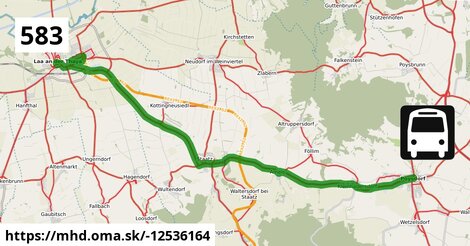 Bus 583: Laa an der Thaya Stadtplatz = >  Poysdorf Dreifaltigkeitsplatz