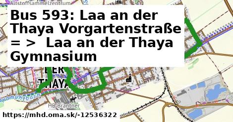 Bus 593: Laa an der Thaya Vorgartenstraße = >  Laa an der Thaya Gymnasium