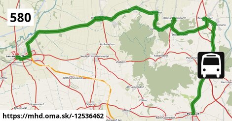 Bus 580: Poysdorf Dreifaltigkeitsplatz = >  Laa/Thaya Stadtplatz