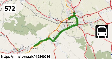 Bus 572: Mistelbach Bahnhof = >  Mistelbach Bahnhof (über Mistelbach Hauptplatz, Grafensulz, Niederleis Volksschule und Eggersdorf bei Ladendorf Ort, nicht über Lanzendorf bei Mistelbach Kirche)