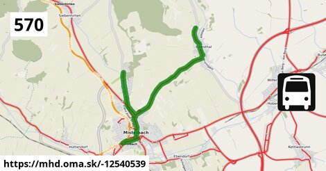 Bus 570: Eibesthal Oberort = >  Mistelbach Bahnhof (via Untere Siedlungsstraße)