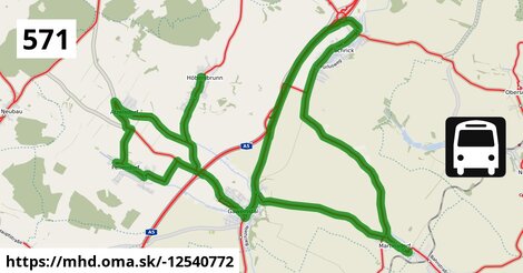 Bus 571: Gaweinstal Hauptplatz = >  Pellendorf Feuerwehr = >  Martinsdorf Winzerstraße = >  Gaweinstal Hauptplatz