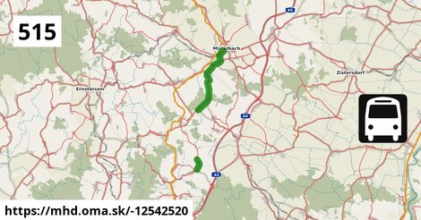 Bus 515: Wolkersdorf Bahnhof = >  Mistelbach Bahnhof (nicht über Wolkersdorf Mittelschule und Hautzendorf Kaiser-Franz-Josef-Platz)