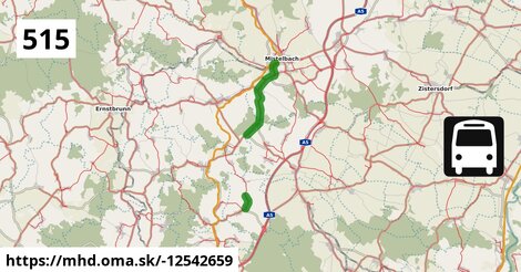 Bus 515: Mistelbach Bahnhof = >  Wolkersdorf Mittelschule