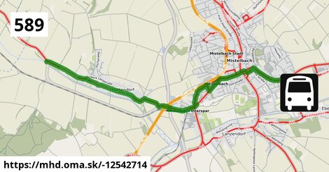 Bus 589: Stronsdorf Hauptplatz = >  Mistelbach Südtiroler Platz (via Oberschoderlee Volksschule)