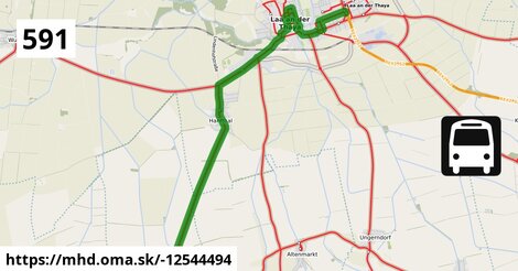 Bus 591: Laa an der Thaya Bahnhof = >  Stronsdorf Hauptplatz (über Laa an der Thaya Kirchenplatz)