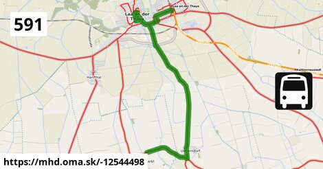 Bus 591: Laa an der Thaya Bahnhof = >  Großharras Gemeindeamt (über Ungerndorf)