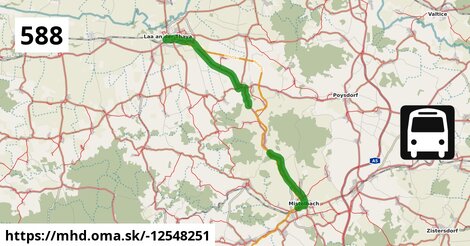 Bus 588: Laa an der Thaya Gymnasium = >  Mistelbach Bahnhof (Direktkurs)