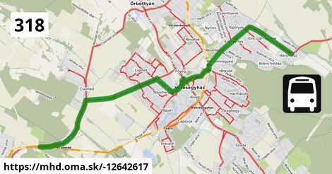 318 "C" v: Galgamácsa, Újtelep = >  Csomád, Ősz utca = >  Fót, Munkácsy Mihály utca = >  Budapest, Újpest-Városkapu IV. kerület