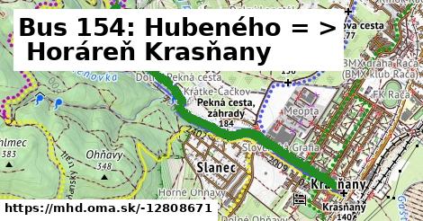 Bus 154: Hubeného = >  Horáreň Krasňany