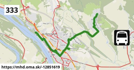 333 "A": Vác, Szérűskert autóbusz-forduló = >  Vác, autóbusz-állomás = >  Kosd, erdészház