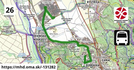 Bus 26: Homolova = >  Opletalova, VW5 = >  Jána Jonáša, VW1