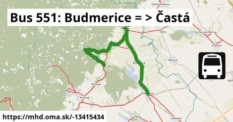 Bus 551: Budmerice = >  Častá