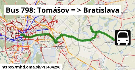 Bus 798: Tomášov = >  Bratislava