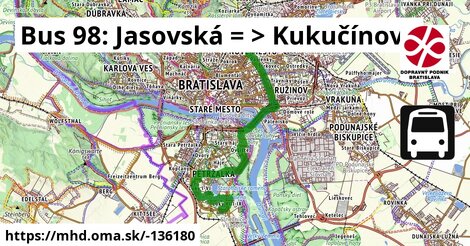 Bus 98: Jasovská = >  Kukučínova