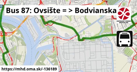 Bus 87: Ovsište = >  Bodvianska