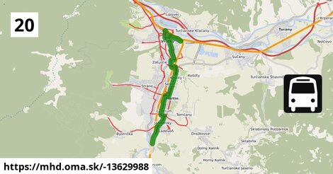 Bus 20: Vrútky - Nákladné nádražie - DPMM