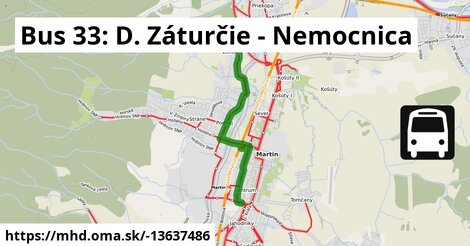 Bus 33: D. Záturčie - Nemocnica