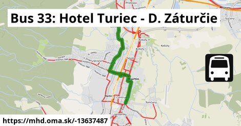 Bus 33: Hotel Turiec - D. Záturčie