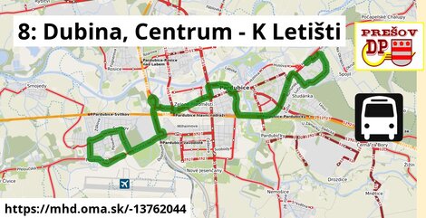 8: Dubina, Centrum - K Letišti