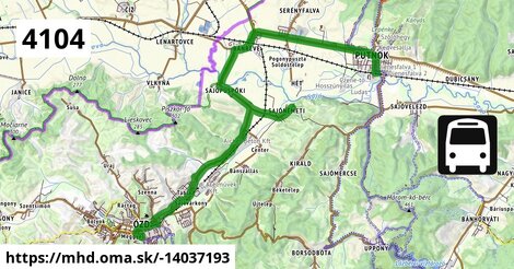 4104: Putnok, vasútállomás = >  Sajónémeti, posta = >  Ózd, Új köztemető = >  Ózd, autóbusz-állomás