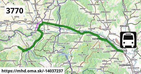 3770: Ózd, Ruhagyár = >  Ózd, autóbusz-állomás = >  Miskolc, autóbusz-állomás