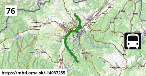 76: Szenna, forduló = >  Autóbusz-állomás = >  Somsály, autóbusz-forduló