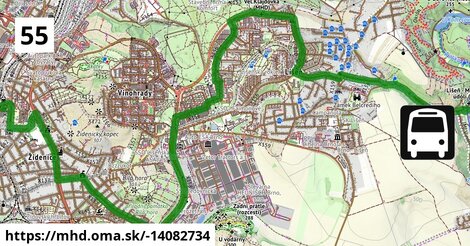 55: Židenice, nádraží ⇒ Mariánské údolí