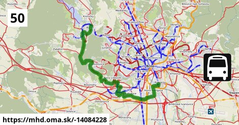 50: Mariánské náměstí ⇒ Bystrc, Zoologická zahrada