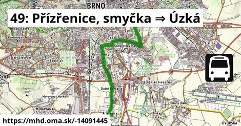 49: Přízřenice, smyčka ⇒ Úzká