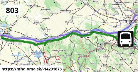 803 "C" v: Komárom, autóbusz-állomás = >  Dunaalmás, lakótelep = >  Esztergom, vasútállomás