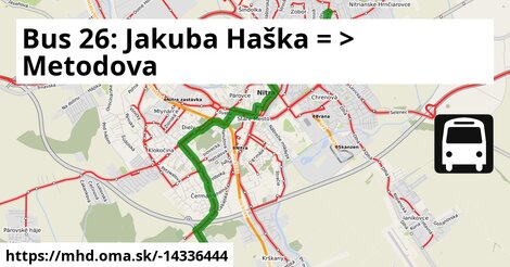 Bus 26: Jakuba Haška = >  Metodova