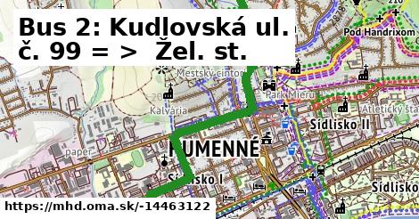 Bus 2: Kudlovská ul. č. 99 = >  Žel. st.