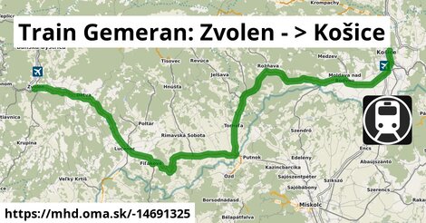 Train Gemeran: Zvolen - >  Košice