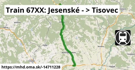 Train 67XX: Jesenské - >  Tisovec
