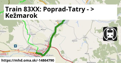 Train 83XX: Poprad-Tatry - >  Kežmarok